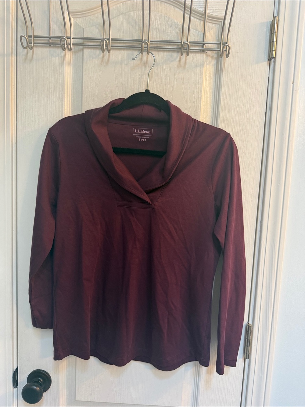 L.L. Bean Women's Long-Sleeve Cowl Neck Top in Burgundy